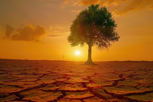 Photo drought affects land agriculture and global warming