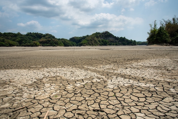 Drought lake and land in Guantian, Tainan, Taiwan