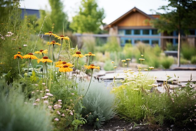 Photo droughtresistant garden with mixed native plants