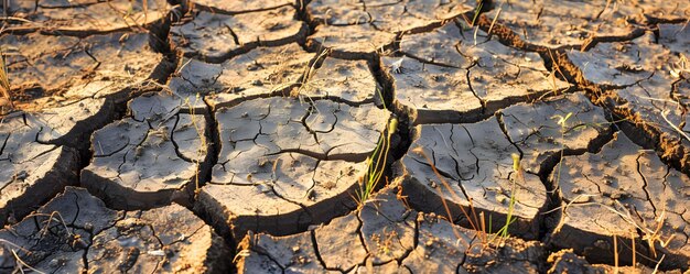 Foto terre agricole colpite dalla siccità, terra fratturata, ricerca di acqua.