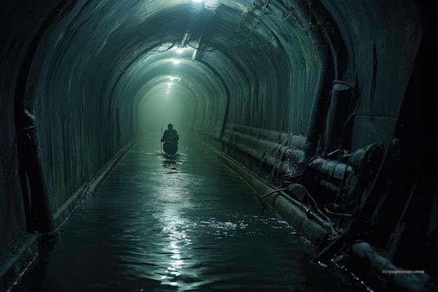 Drowning in a dark abandoned underwater tunnel