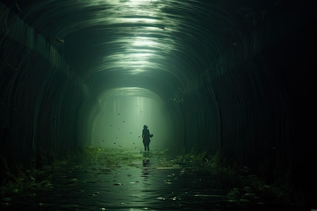 Drowning in a dark abandoned underwater tunnel