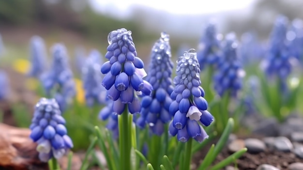 Druivenhyacintbloem bloeide prachtig met natuurlijke achtergrond Generatieve AI