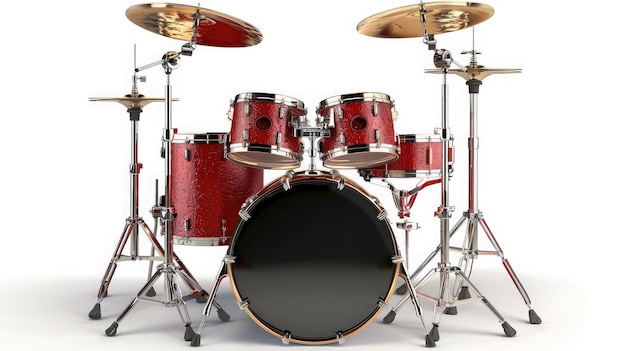 Foto drum kit geïsoleerd op witte achtergrond