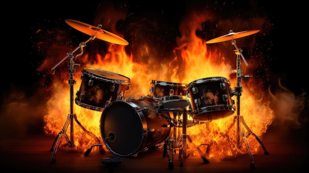 Drum kit HD 8K wallpaper Stock Photographic Image