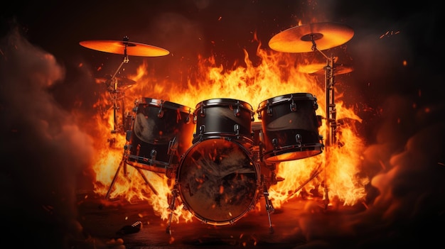 Drum kit HD 8K wallpaper Stock Photographic Image