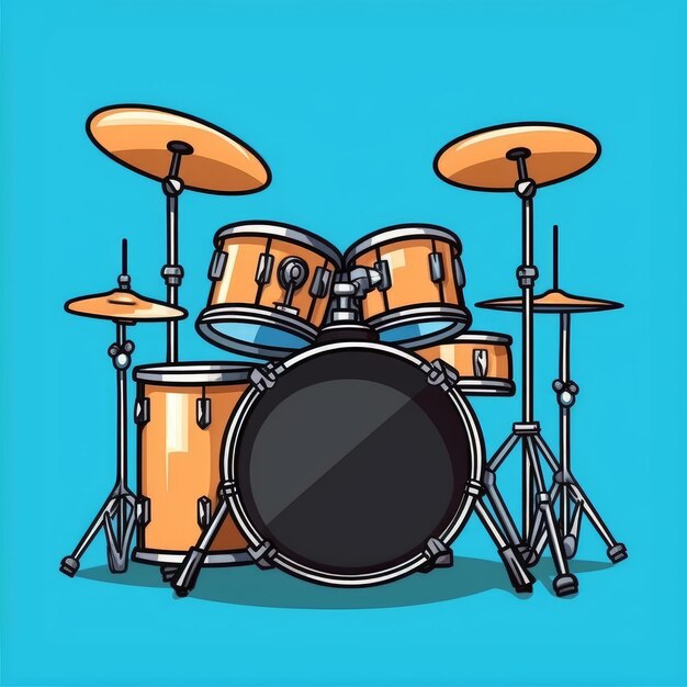 Photo a drum set along with drum brushes