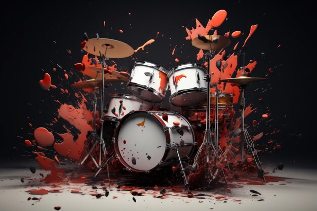 Foto drum set muziekinstrument op een donkere achtergrond