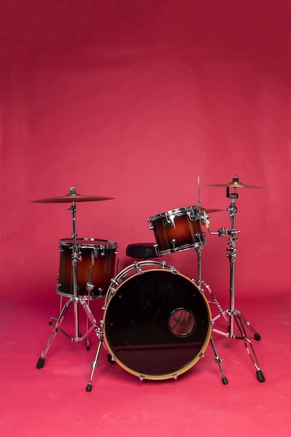 Photo drum set on a red background