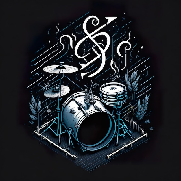 A drum set with a s on it and a s on it