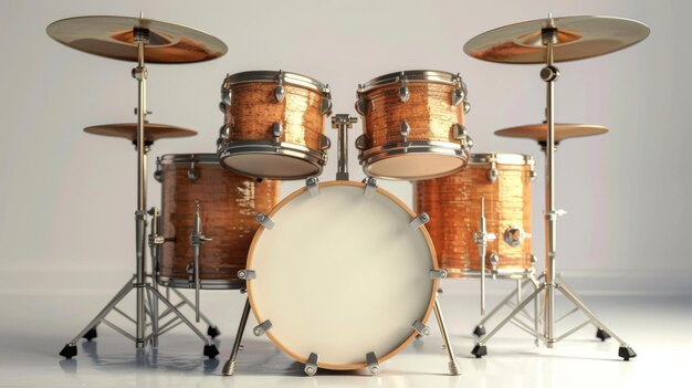 색 드럼과 은색 드럼이 있는 드럼 세트