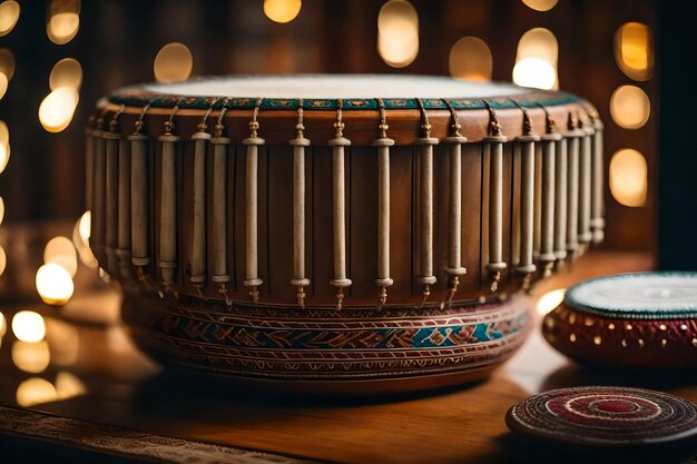 Photo a drum with a design on the bottom and the bottom half of it