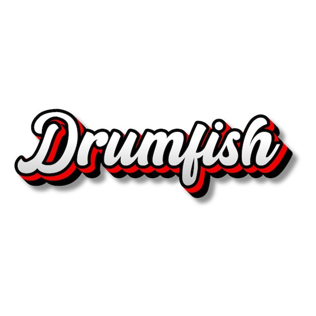 Photo drumfish text 3d silver red black white background photo jpg