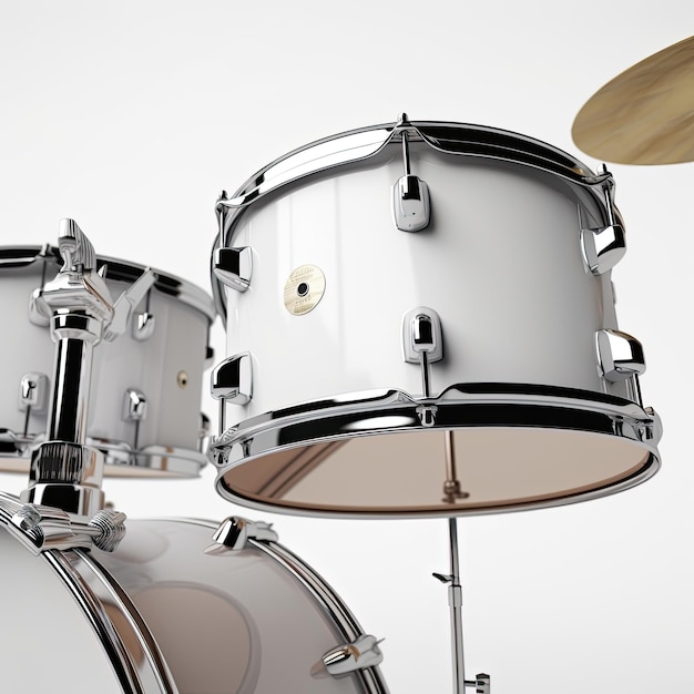 drums close up realistic 4k ion white background