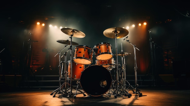 Drums set on stage AI generated Image