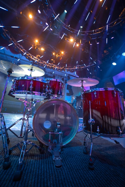 Drums on stage before a concert