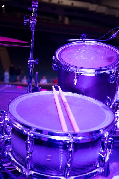 Drums on stage before a concert