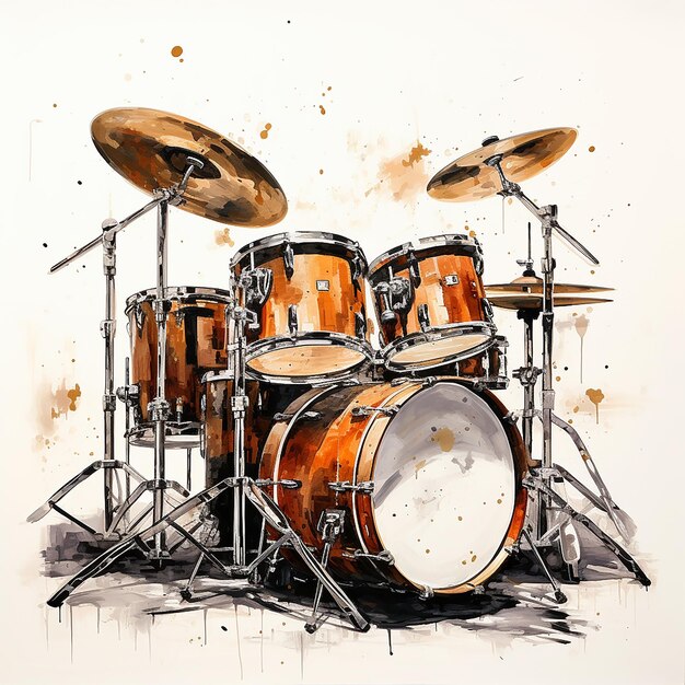 Photo drumset decoration on white wall