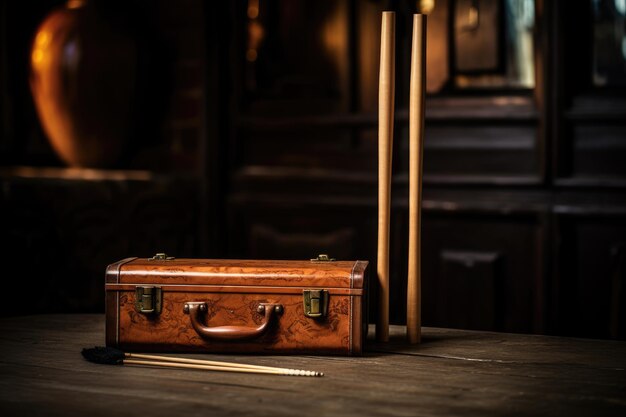 Drumstick And A Wooden Box