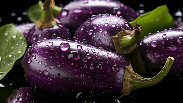 Druppels op verse aubergines