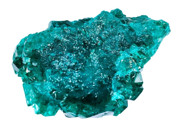 Photo druse of dioptase mineral isolated on white