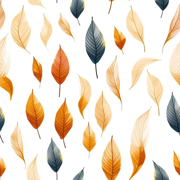 Dry autumn leaf seamless pattern AI Generated