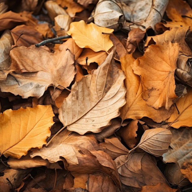 Dry autumn leaves in nature