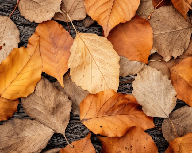 Dry autumn leaves in nature