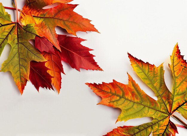 Dry autumn leaves on a white background