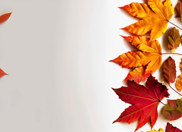 Dry autumn leaves on a white background