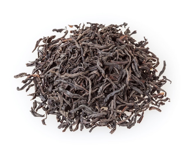 Dry black tea isolated on white background