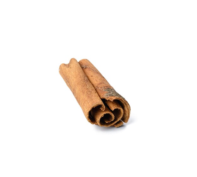 Dry brown cinnamon stick isolated on white background spice