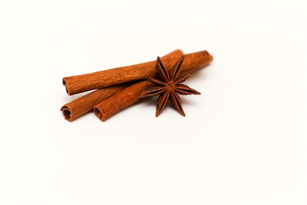 Dry Brown Star Anise Fruit Isolated On White