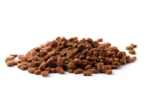 Dry cat food isolated on a white background