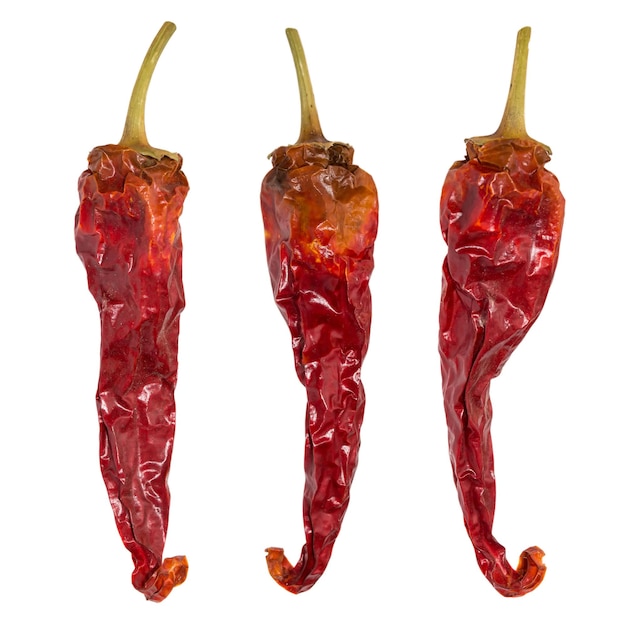 Dry chili pepper isolated Dried vegetable Group of peppers