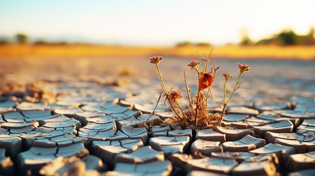 Foto deserto secco e fratturato la carenza globale di acqua sul pianeta il riscaldamento globale e il concetto di effetto serra