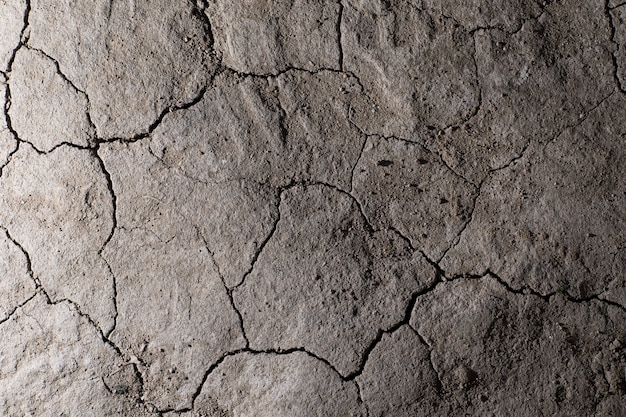 Struttura a terra terra incrinata secca. nessun deserto irriguo.