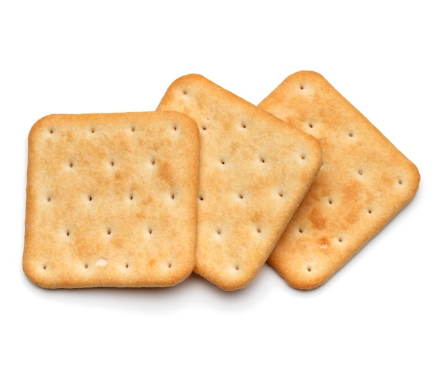 Dry cracker cookies isolated on white background cutout