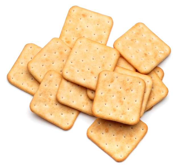 Dry cracker cookies isolated on white background cutout