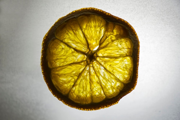 Photo dry cut lemon macro and close-up