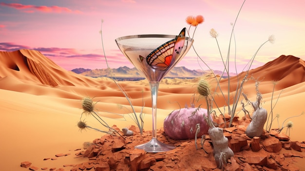 dry desert cocktail digital art surreal abstractGenerative AI