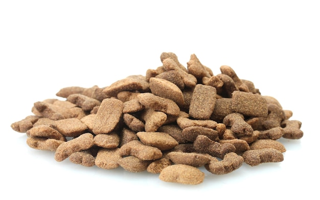 Dry dog food isolated on white