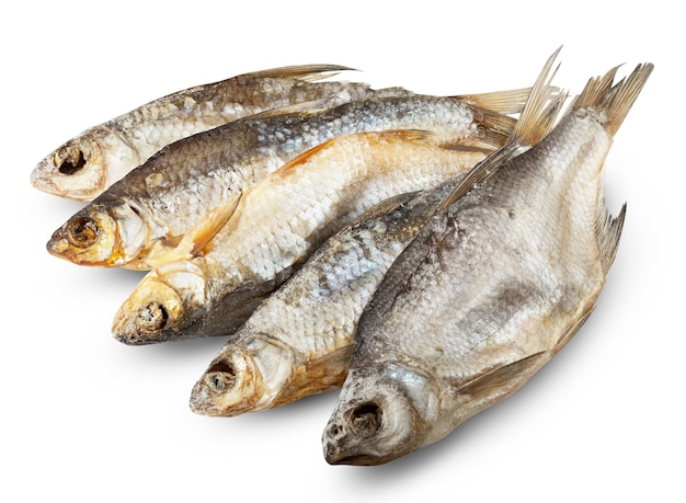 Dry fish isolated on white