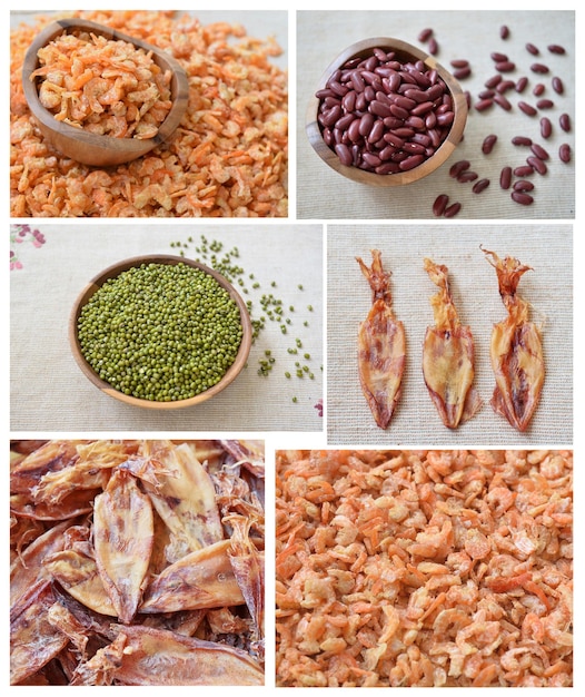 Dry food on a white background