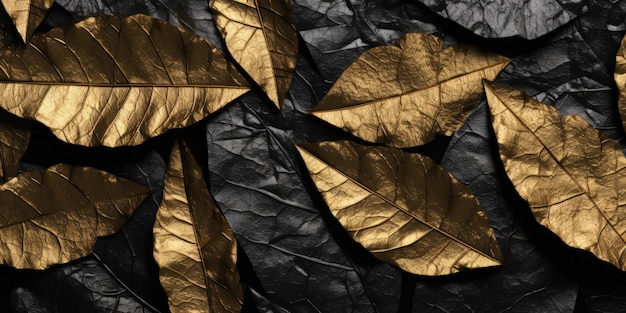 Dry Gold Black leaves Surface textured background realism realistic hyper realistic Generative AI image weber