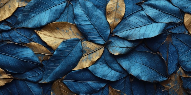 Dry Gold Blue leaves Surface textured background realism realistic hyper realistic Generative AI image weber