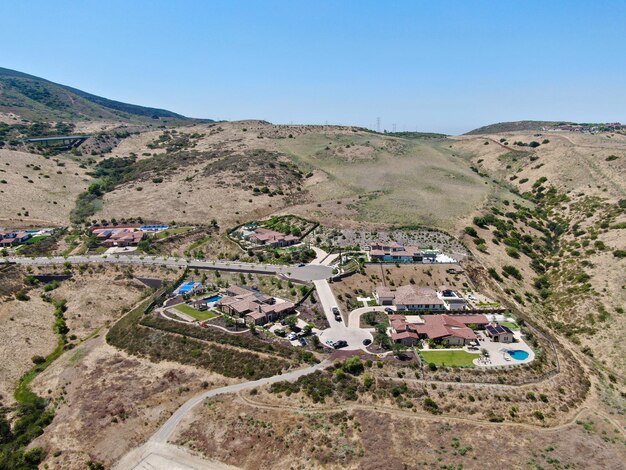 Dry grass valley during hot summer San Diego California USA