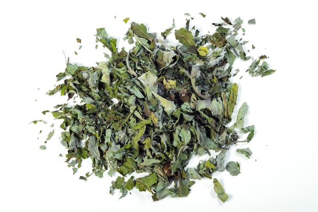 Dry green tea leaves