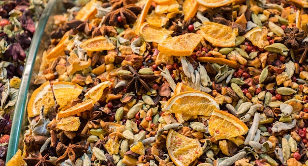 Dry herbal plant at the market for sale