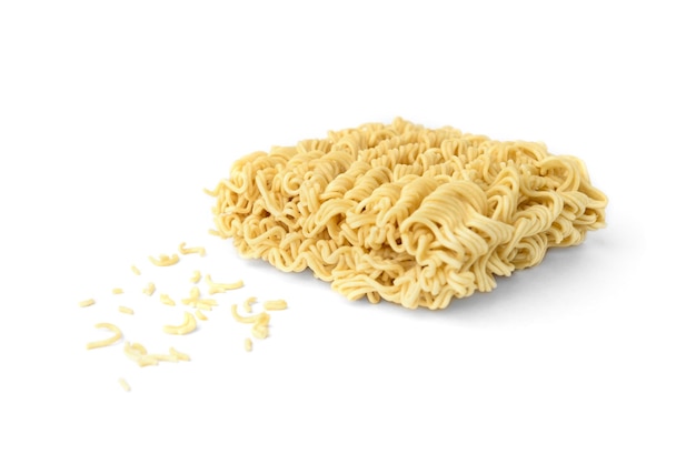 Dry instant noodles isolated on white background.